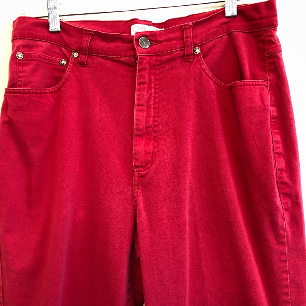 Hot Red Ankle Cropped Jeans